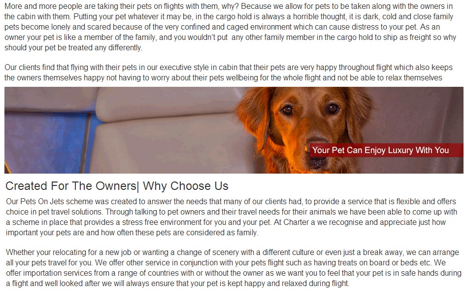 Private jets for pets