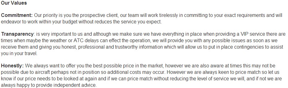 Charter-a Ltd has values